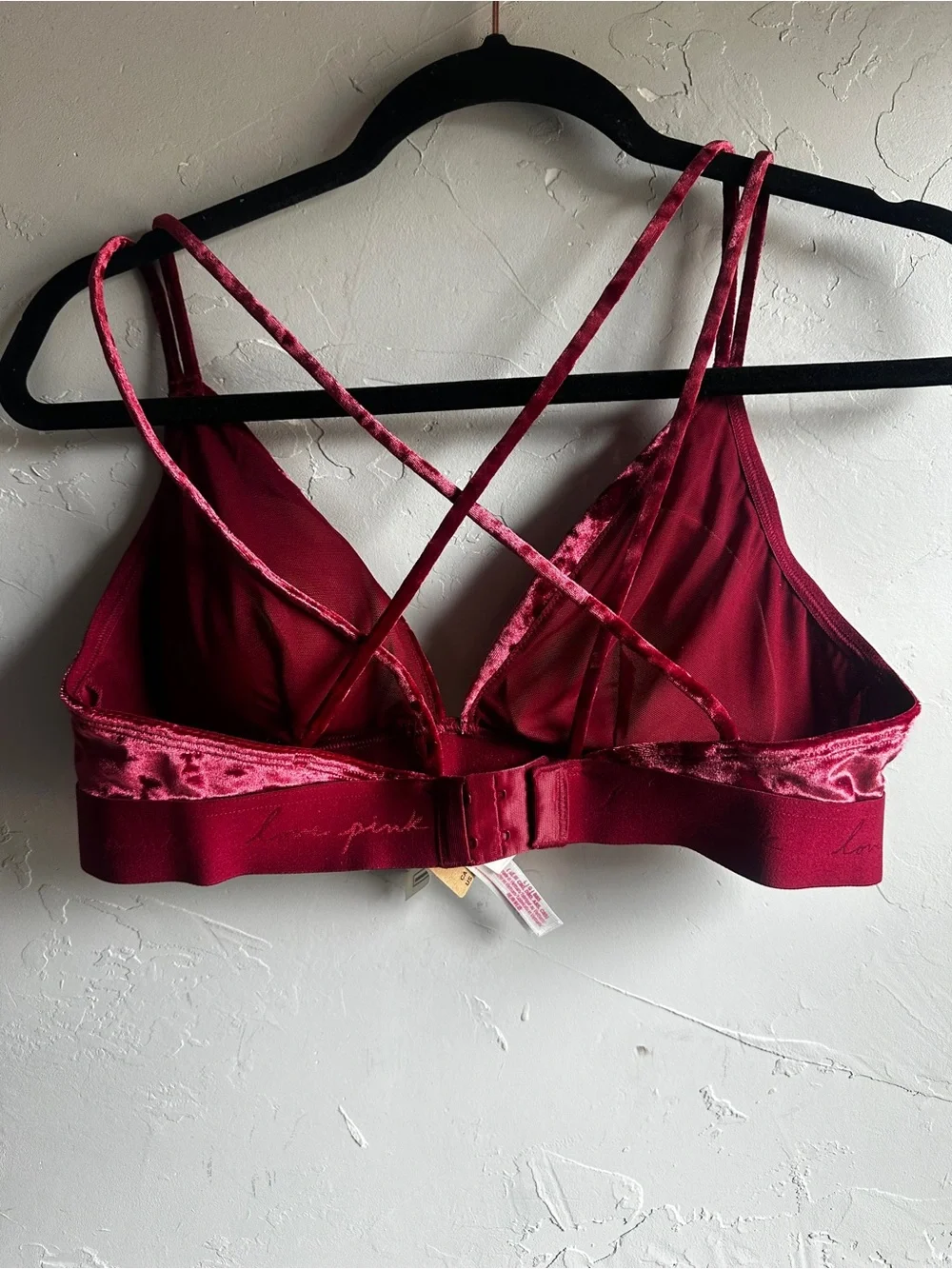 Victoria’s Secret PINK Red Velvet Strappy Bralette Y2K Coquette‎ NWT Festival L